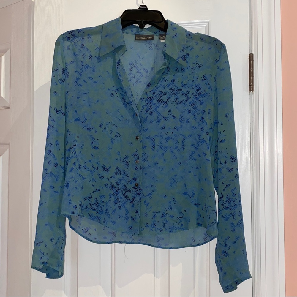 Banana Republic Sheer Silk Button Down Blouse